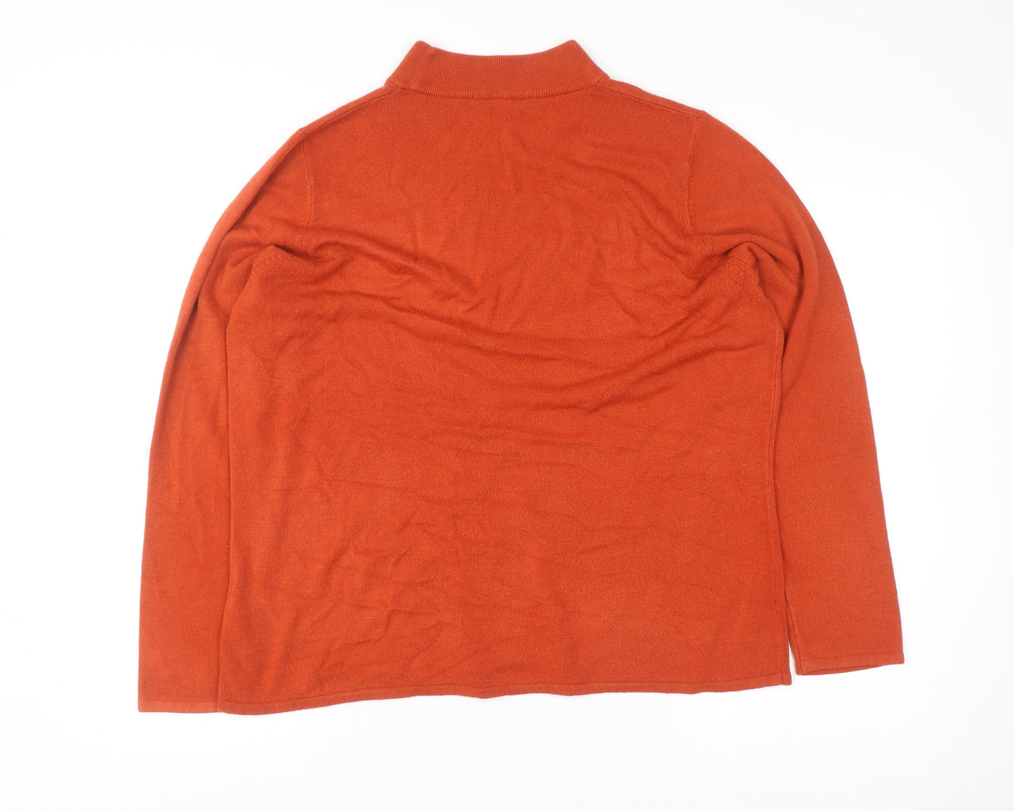 Bonmarché Women’s Orange Mock Neck Long Sleeve Pullover Jumper Size 20/22