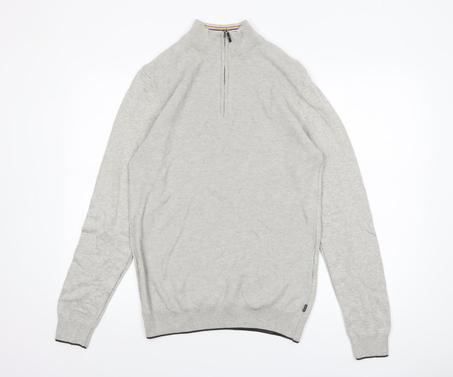 House of Cavani Men's Grey Cotton Half Zip Jumper Size M