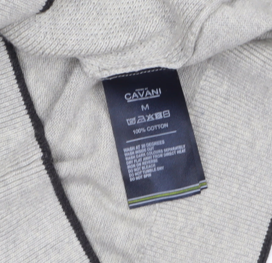 House of Cavani Men's Grey Cotton Half Zip Jumper Size M