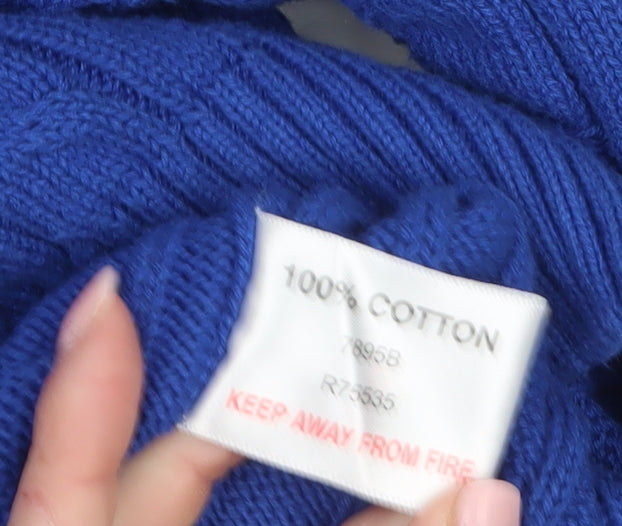 Brook Taverner Men's Blue Cotton Cable Knit Crew Neck Jumper L