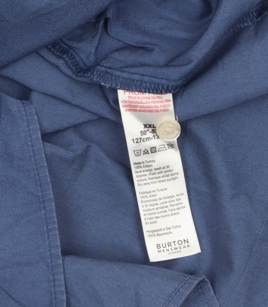 Burton Menswear Men’s Blue 2XL Short Sleeve Button-Up Shirt
