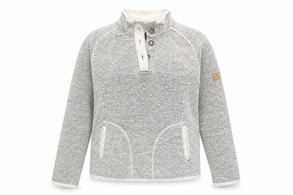 Weird Fish Women's Beige Henley Sweatshirt Small Cotton Blend Casual Pullover