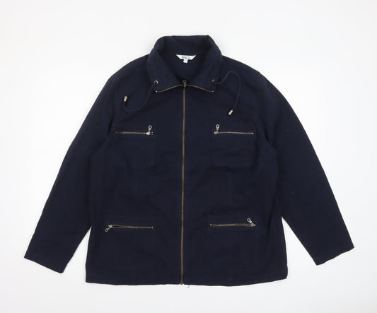 Marks & Spencer Women Navy Cotton Zip Jacket Size 18/20 Casual