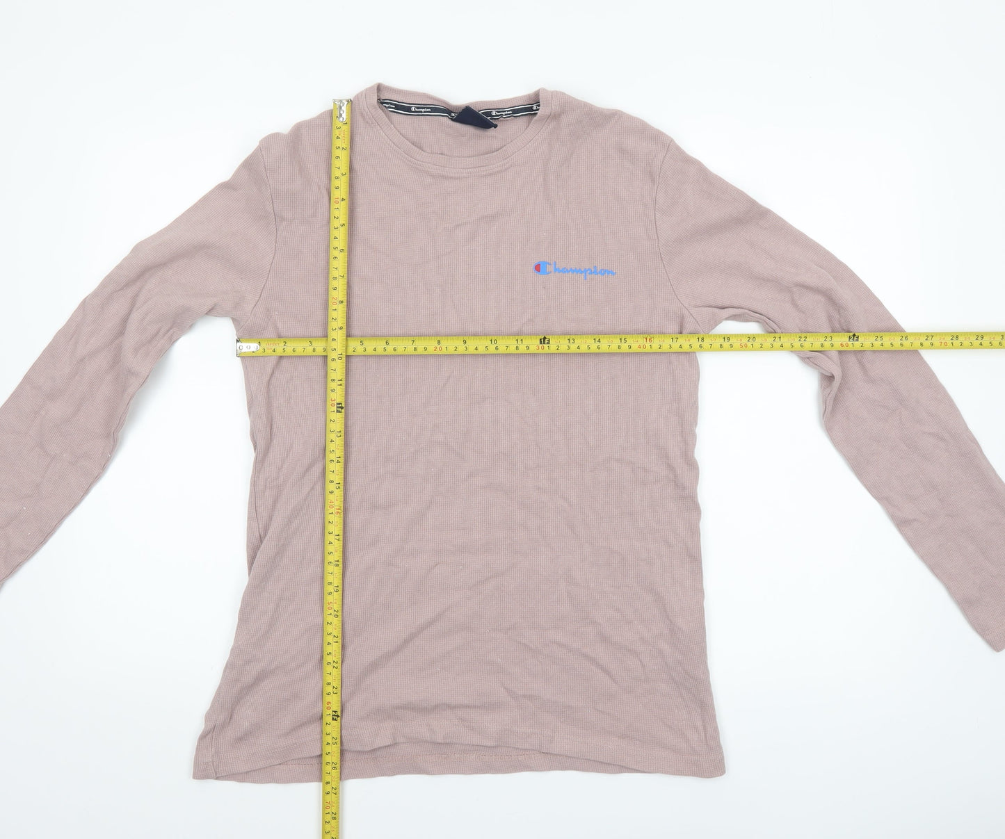 Champion Men's Brown Long Sleeve Cotton Crew Neck Top Size L