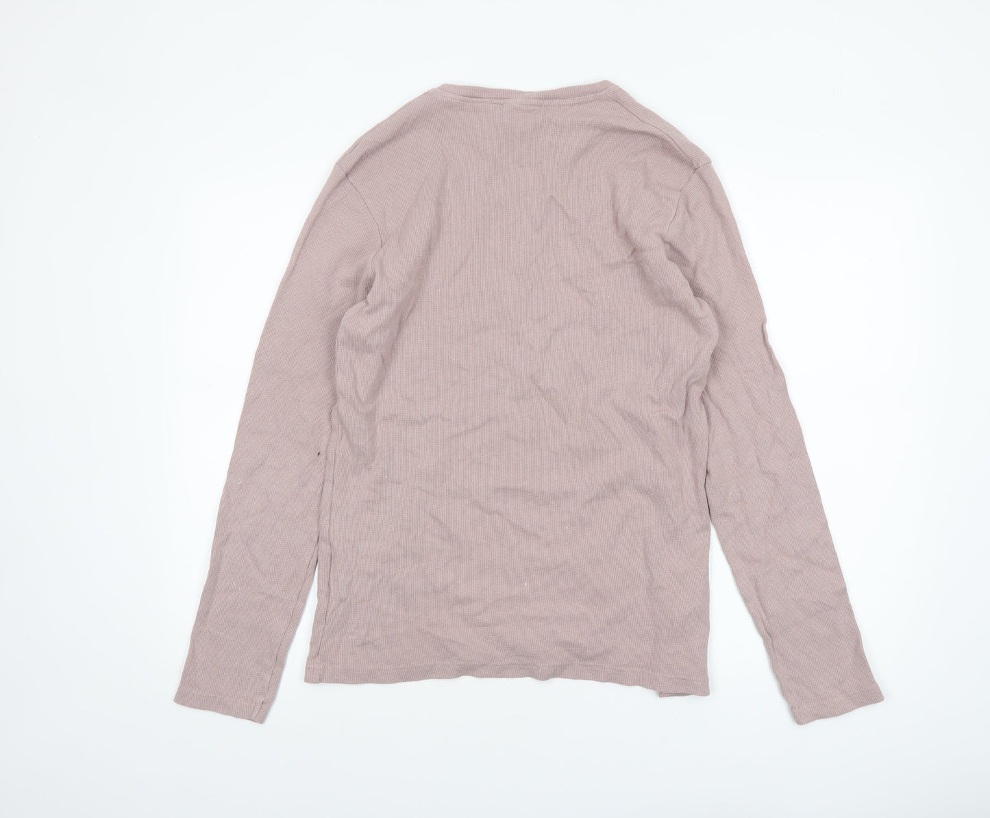 Champion Men's Brown Long Sleeve Cotton Crew Neck Top Size L