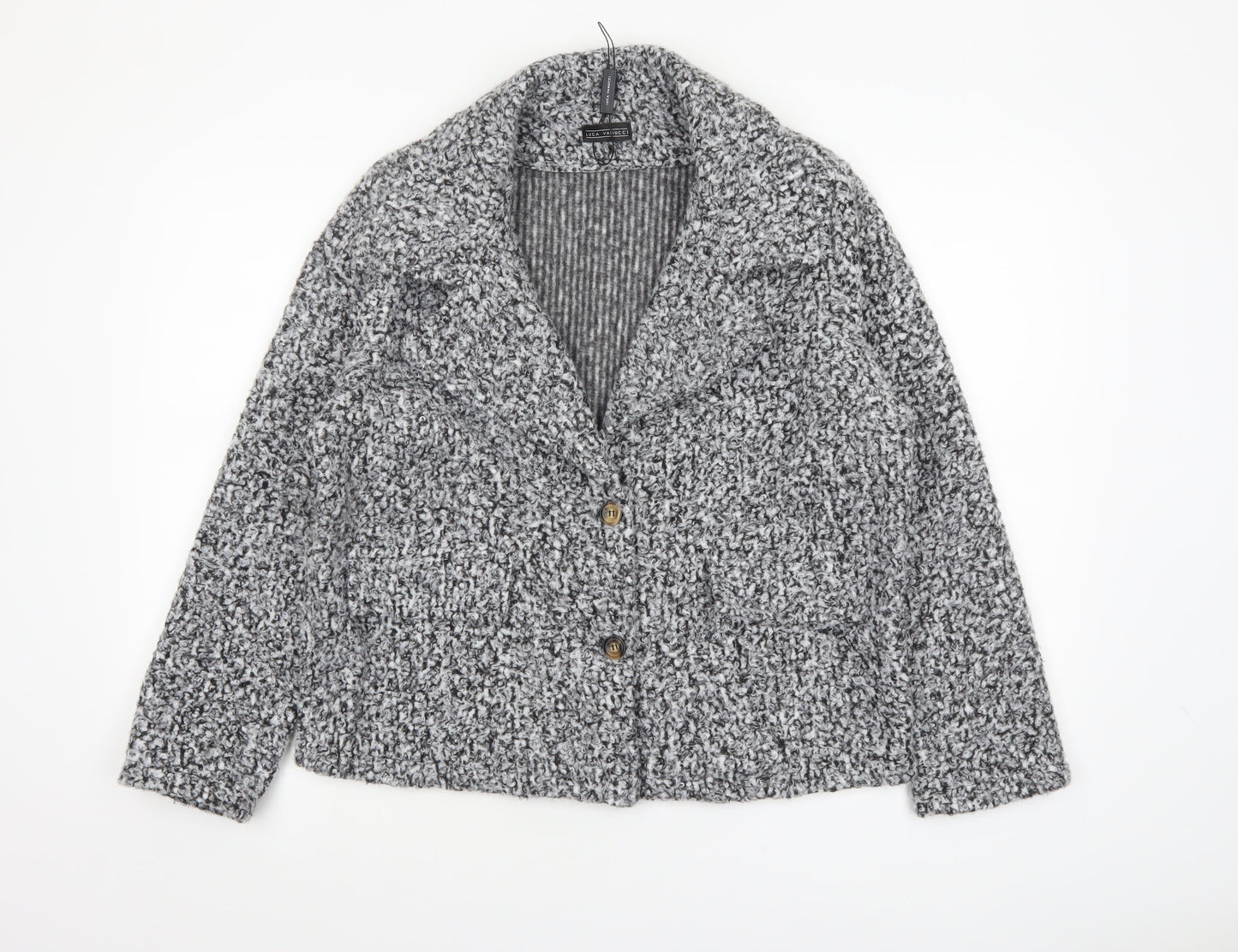 Luca Vanucci Women’s Grey Textured Blazer Jacket Size L
