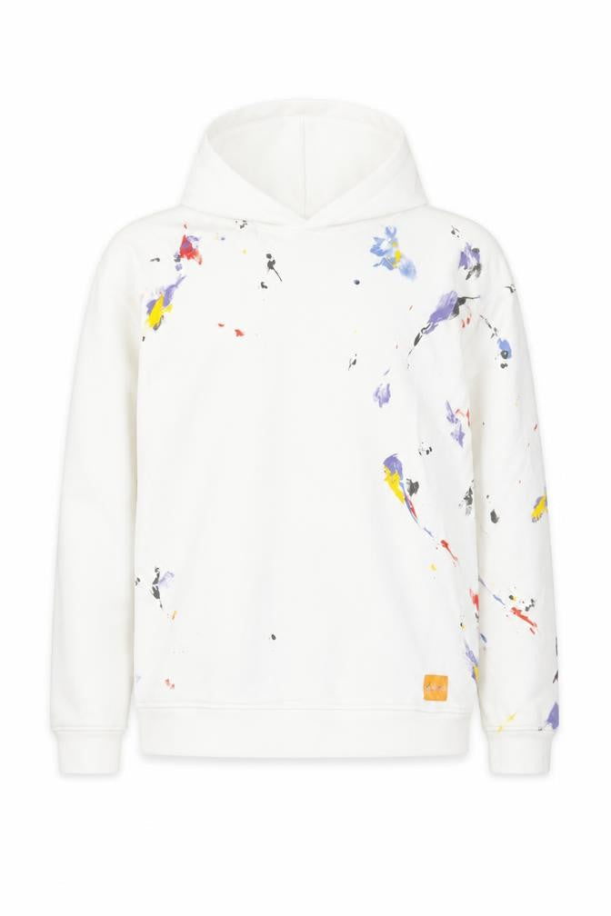 Zara Mens White Paint Splatter Pullover Hoodie Size M