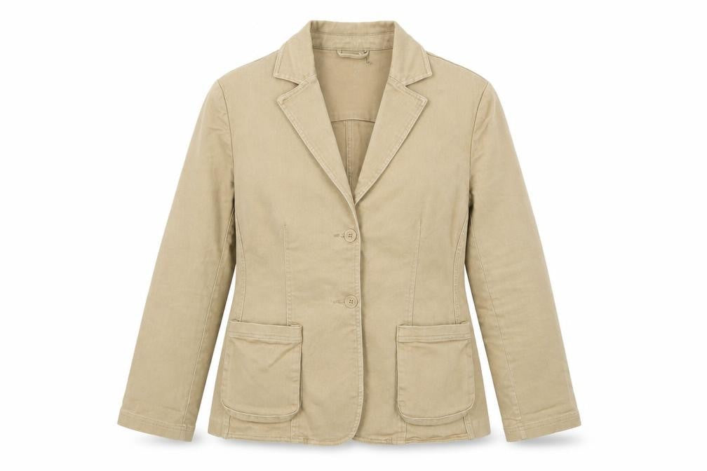 Wolsey Women's Beige Cotton Blend Blazer Jacket Size 14