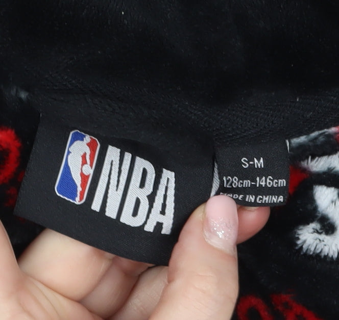 NBA Boys Black Chicago Bulls Fleece Hooded Robe S Lightweight Lounge Wear