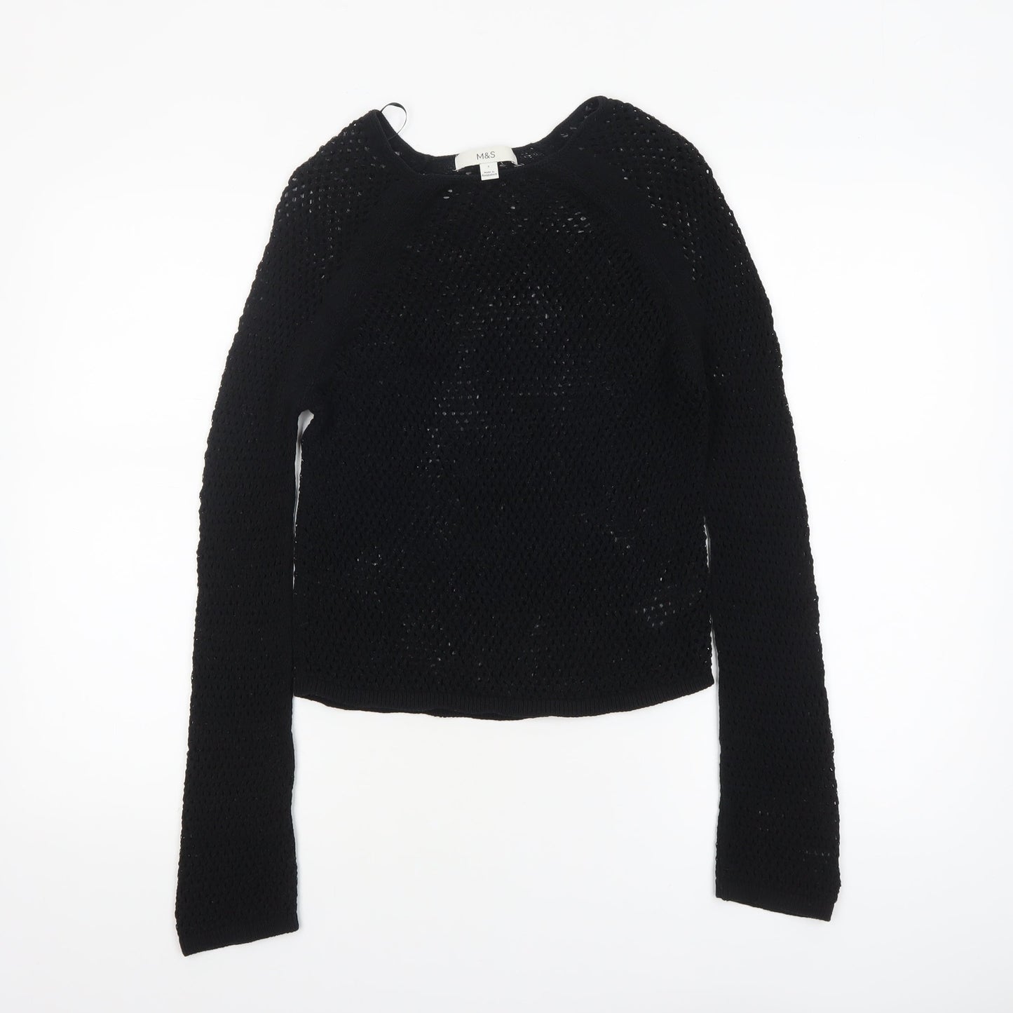 Marks and Spencer Women’s Black Open Knit Cotton Jumper Size S