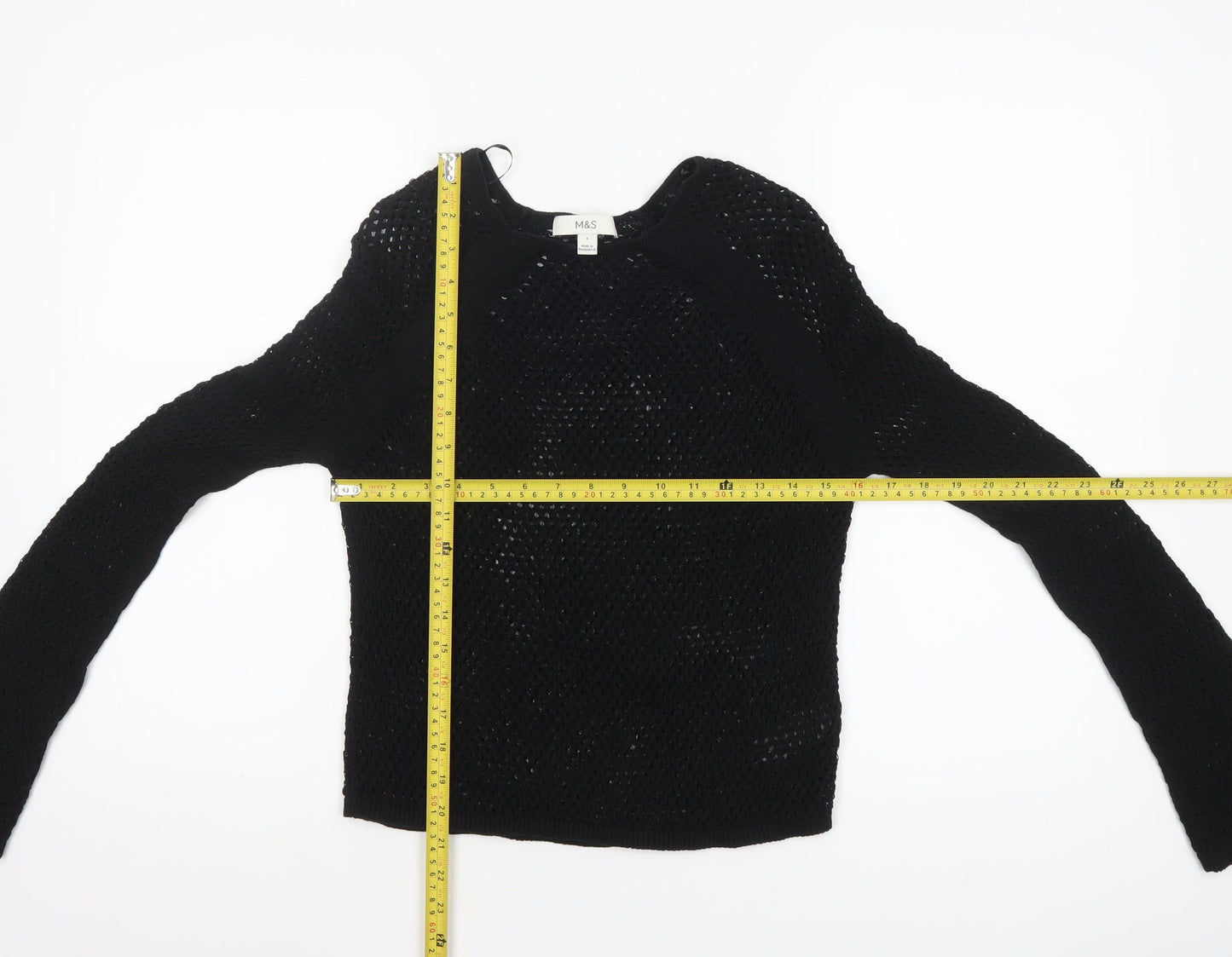 Marks and Spencer Women’s Black Open Knit Cotton Jumper Size S