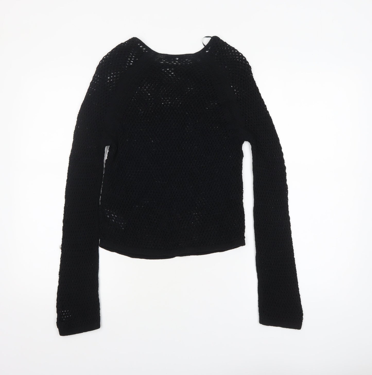 Marks and Spencer Women’s Black Open Knit Cotton Jumper Size S