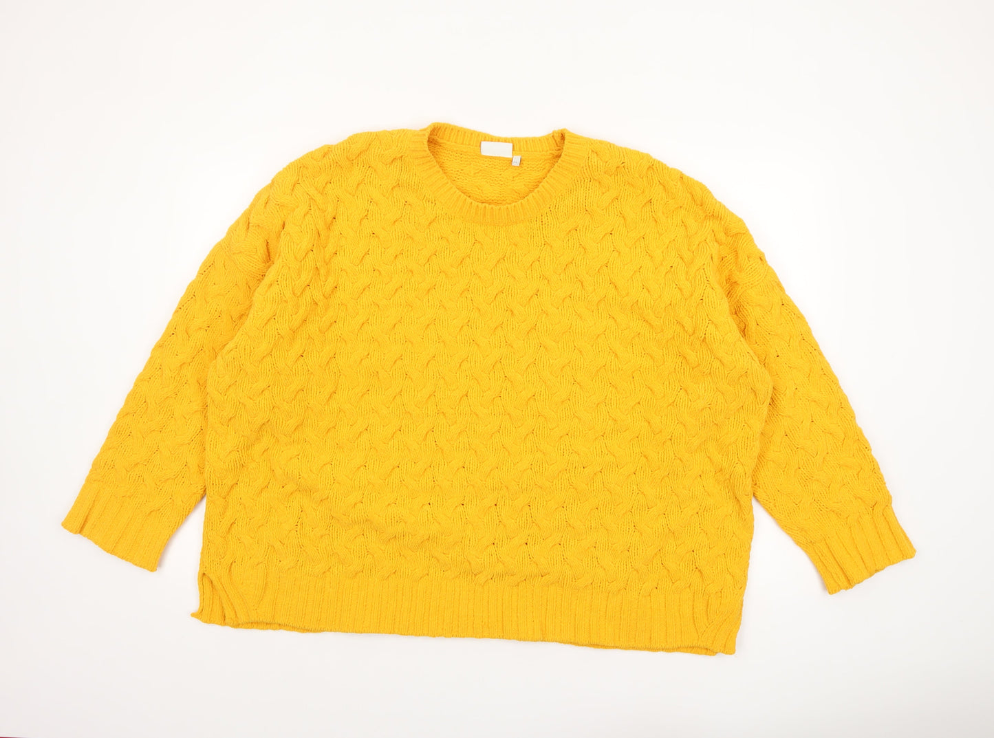 Next Women’s Yellow Cable Knit Crew Neck Jumper XL
