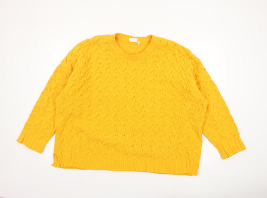 Next Women’s Yellow Cable Knit Crew Neck Jumper XL