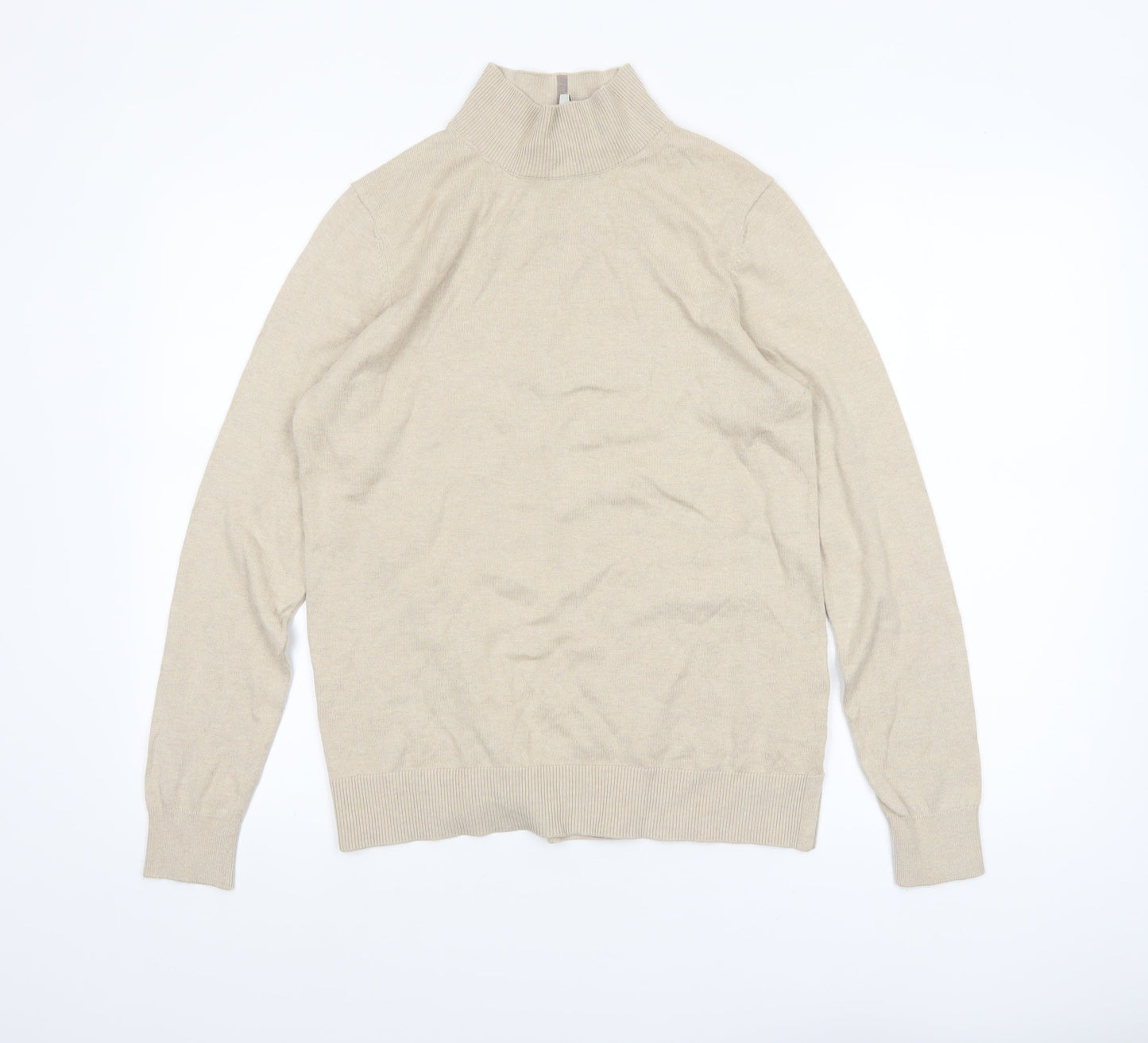 Joules Womens Beige Mock Neck Cotton Blend Knit Jumper UK 14