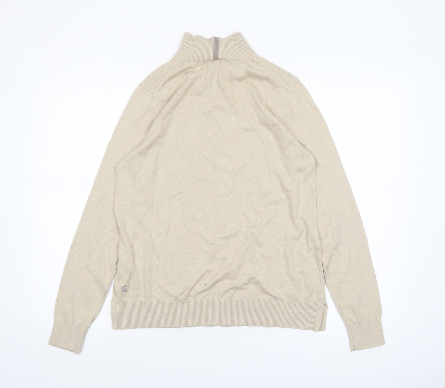 Joules Womens Beige Mock Neck Cotton Blend Knit Jumper UK 14