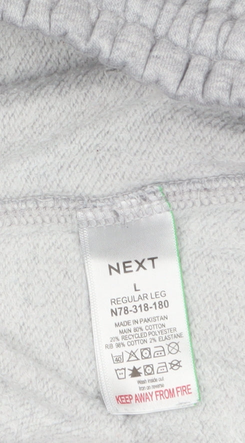 Next Women Grey L Sweatpants Fleece Cotton Blend Joggers