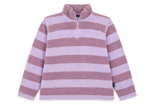 Boden Women's Purple Striped 1/4 Zip Fleece Sweatshirt XL