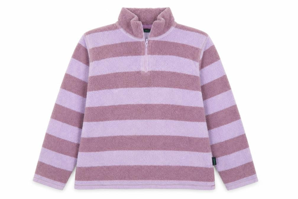 Boden Women's Purple Striped 1/4 Zip Fleece Sweatshirt XL