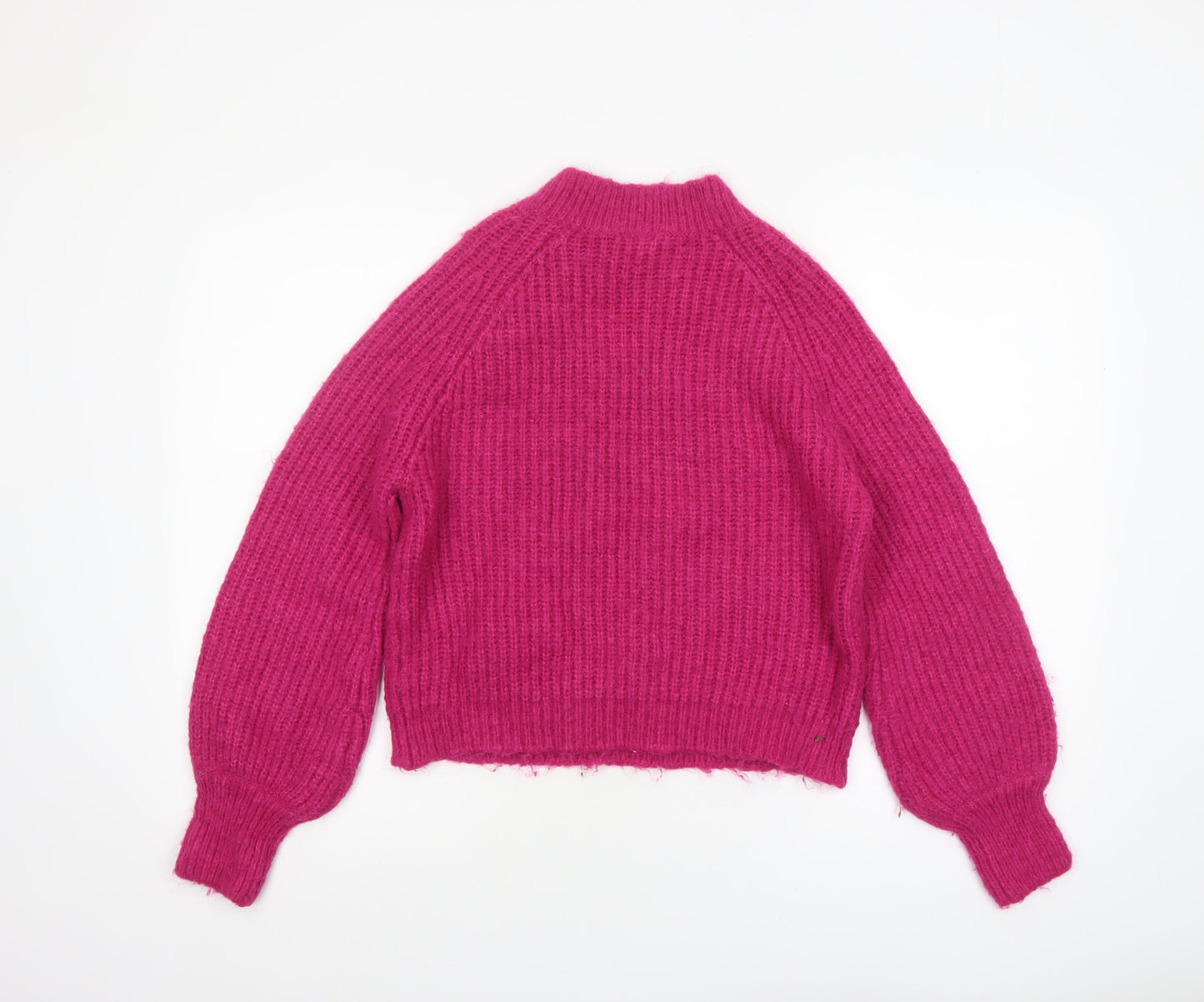 Sonder Studio Women’s Pink Chunky Knit Mock Neck Jumper Size 14