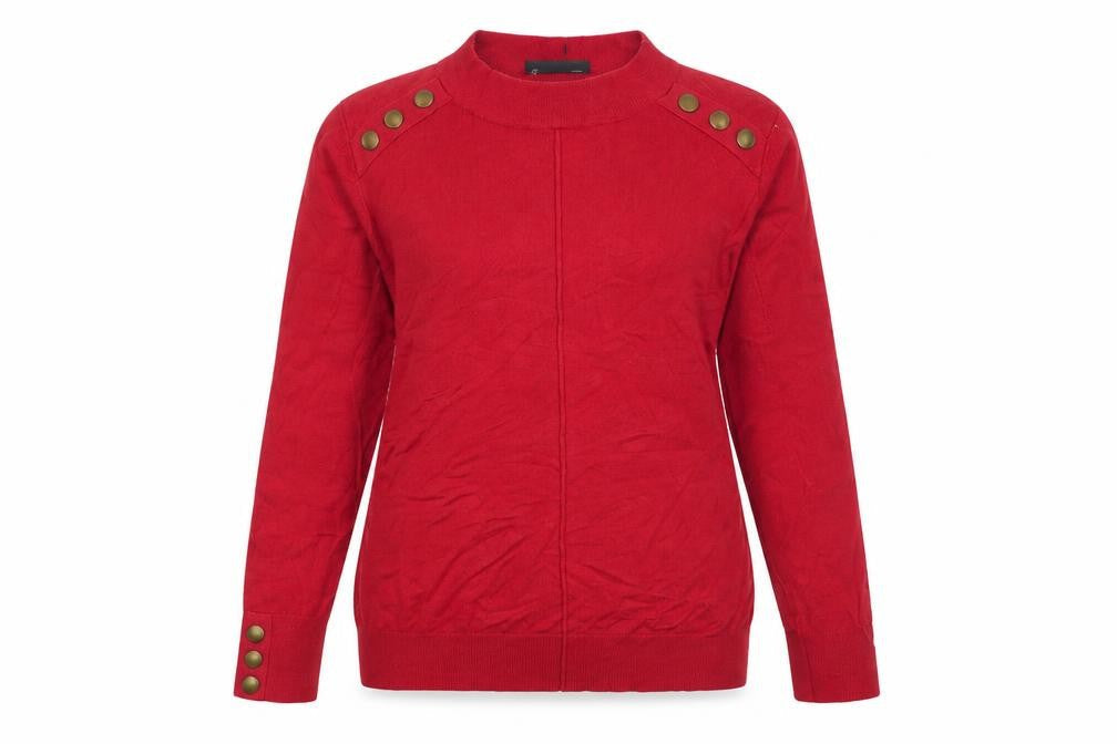 Wallis Women’s Red Mock Neck Button Shoulder Jumper Size 14