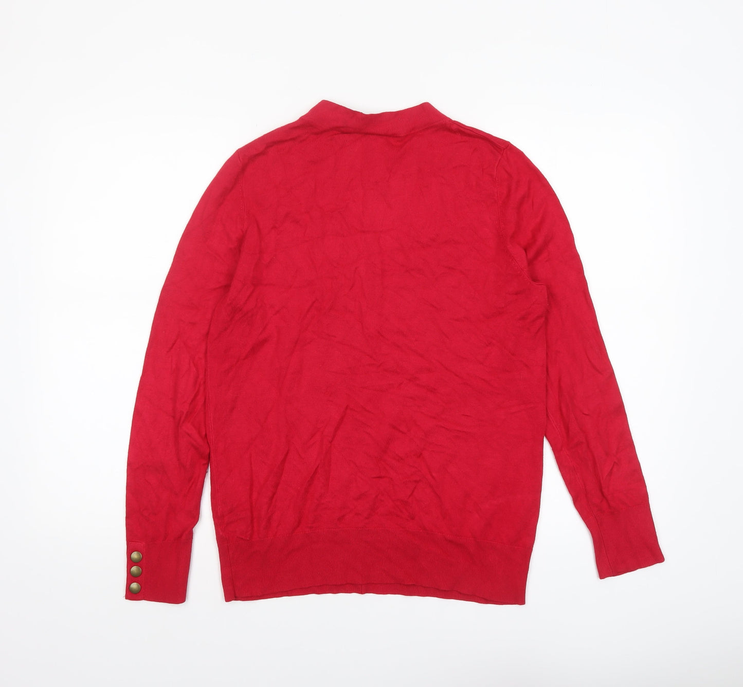 Wallis Women’s Red Mock Neck Button Shoulder Jumper Size 14