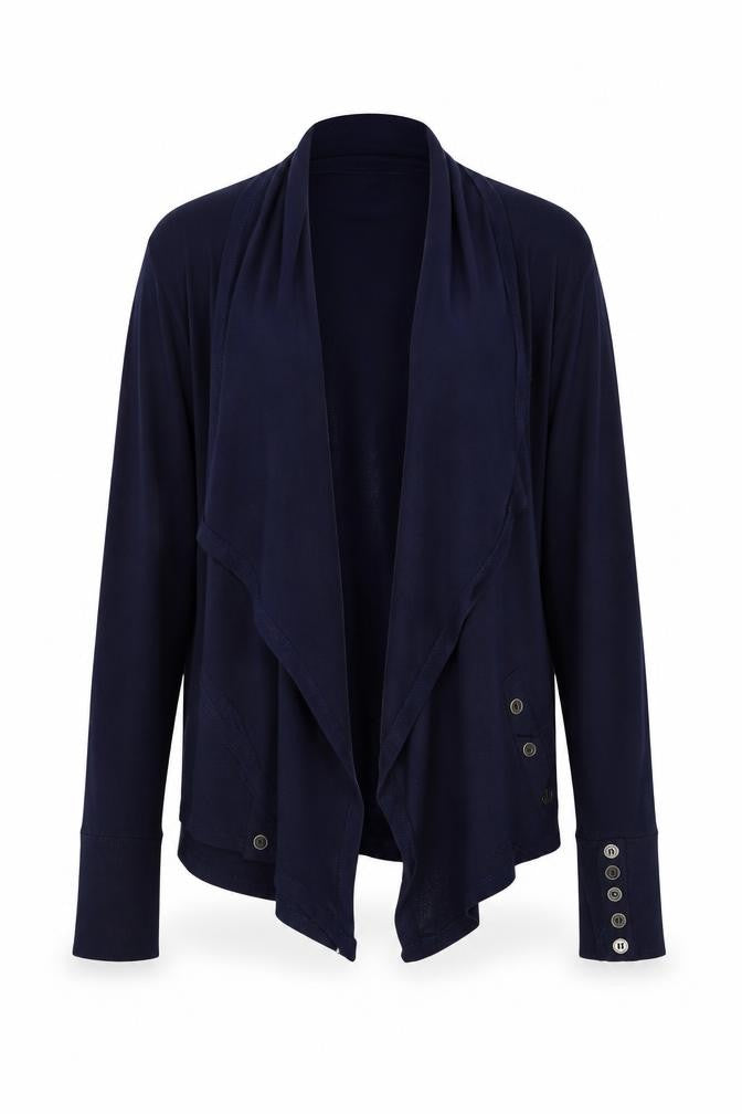 Stella Women Blue Size 16 Collared Button Cuff Cardigan