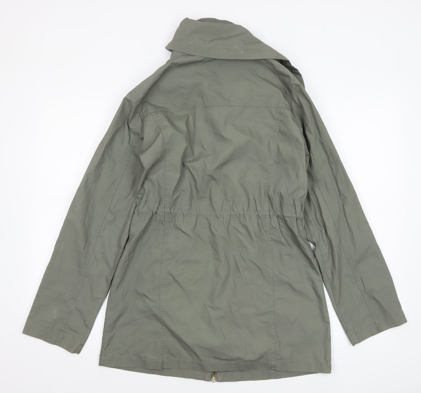 Denim Co Women’s Green Cotton Parka Jacket UK 10 Full Zip Mid-Length