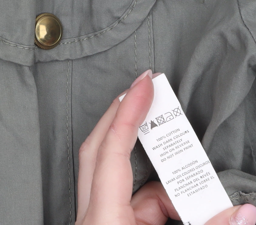 Denim Co Women’s Green Cotton Parka Jacket UK 10 Full Zip Mid-Length