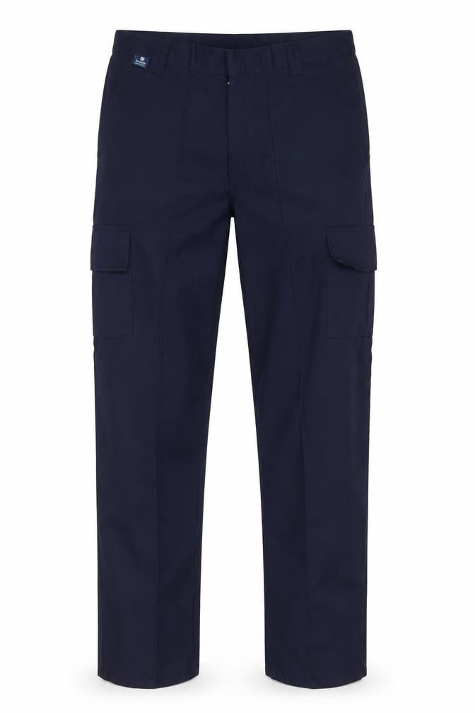 Uneek Men's Navy Blue Cargo Trousers 32L Polyester Cotton Workwear
