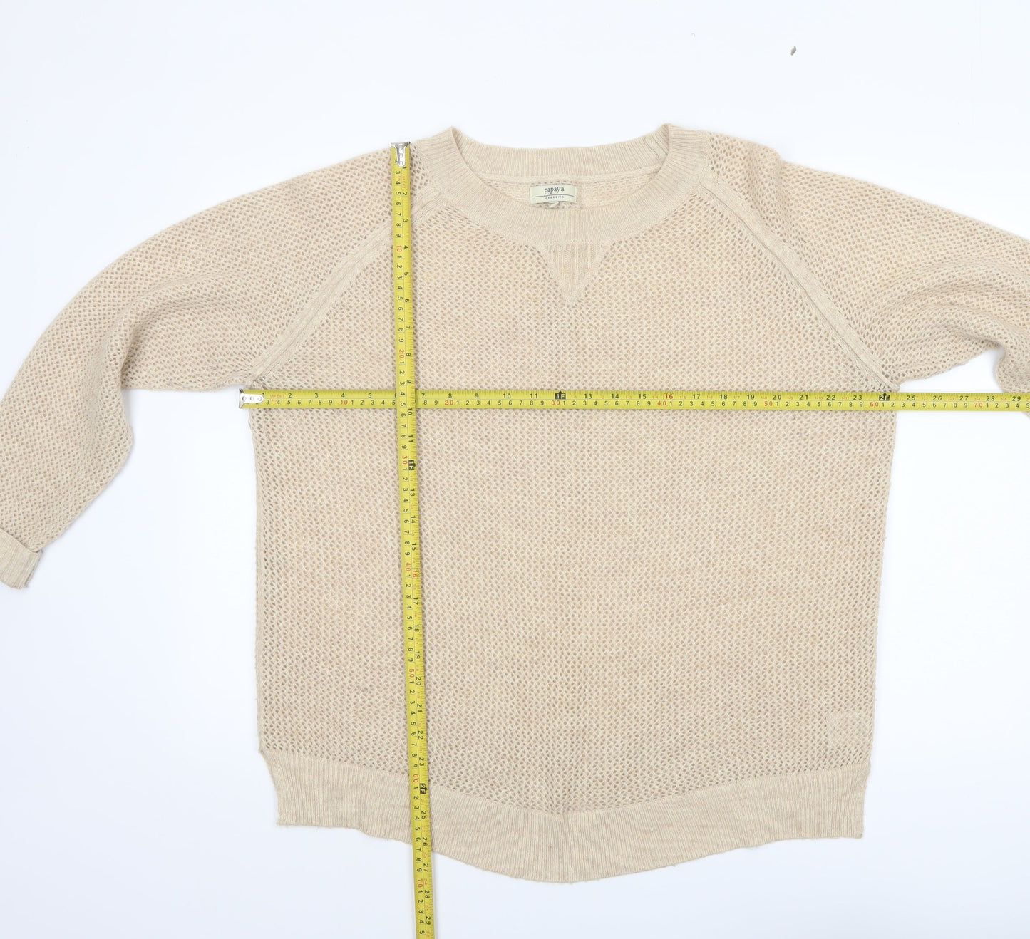Papaya Women Beige Size 20 Knitted Pullover Jumper Long Sleeve