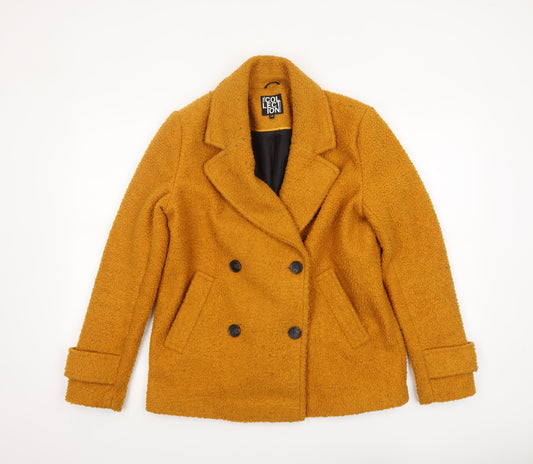 The Collection Debenhams Women's Yellow Pea Coat Size 10 Lined Classic Style