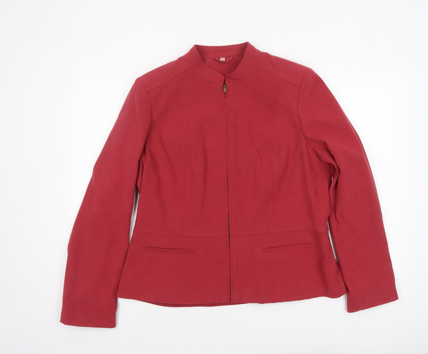 EWM Women's Red Size 16 Classic Mid-Length Zip Jacket