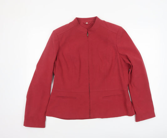 EWM Women's Red Size 16 Classic Mid-Length Zip Jacket