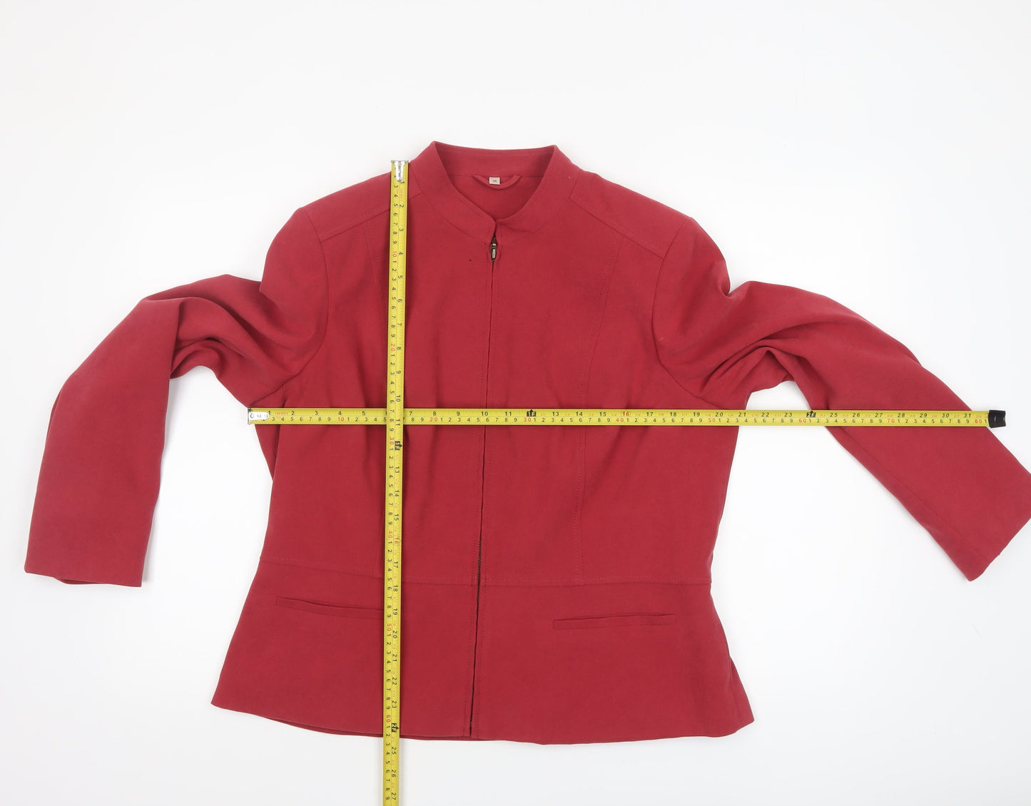 EWM Women's Red Size 16 Classic Mid-Length Zip Jacket