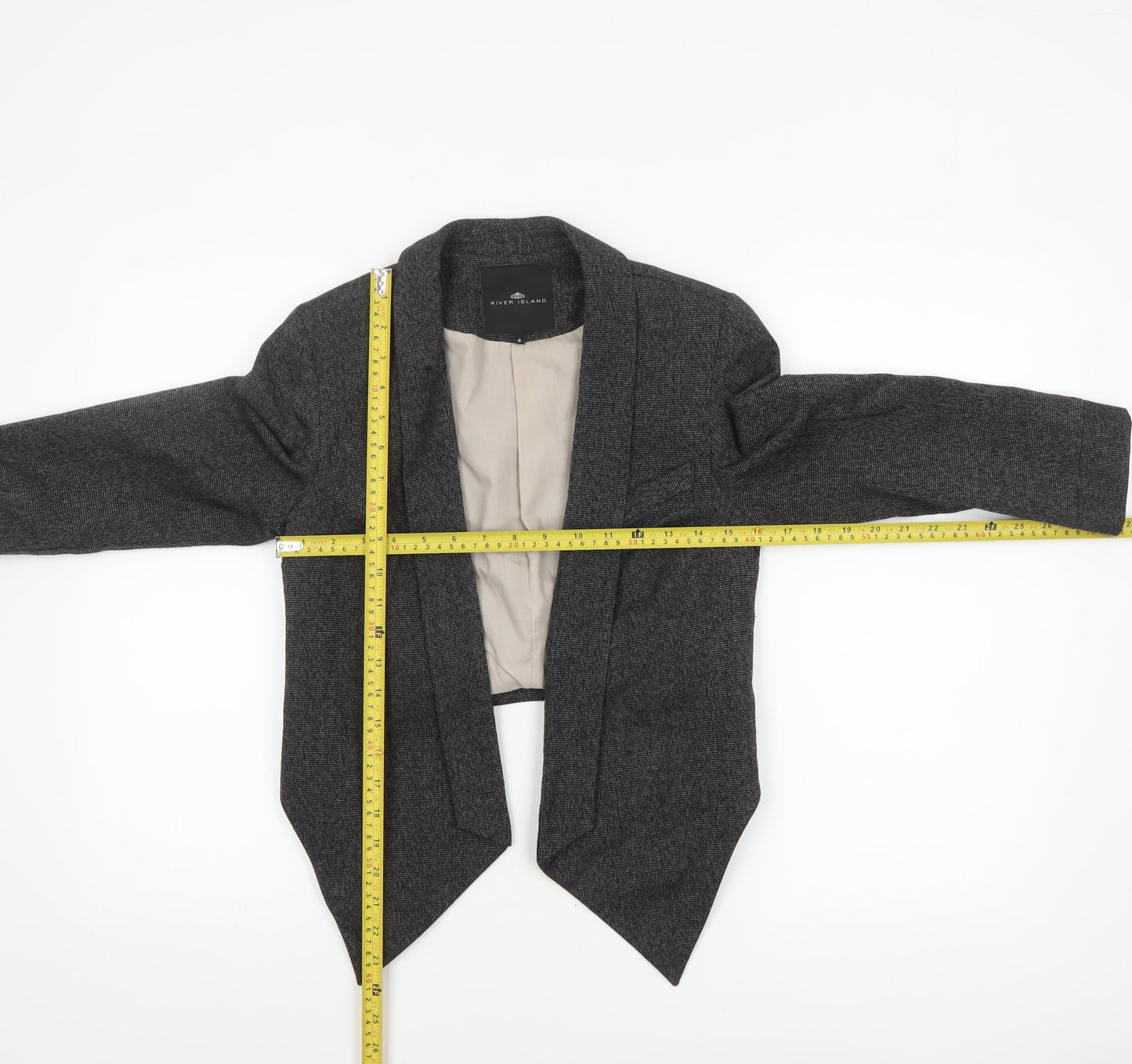 River Island Women's Grey Size 8 Cropped Tailored Suit Jacket