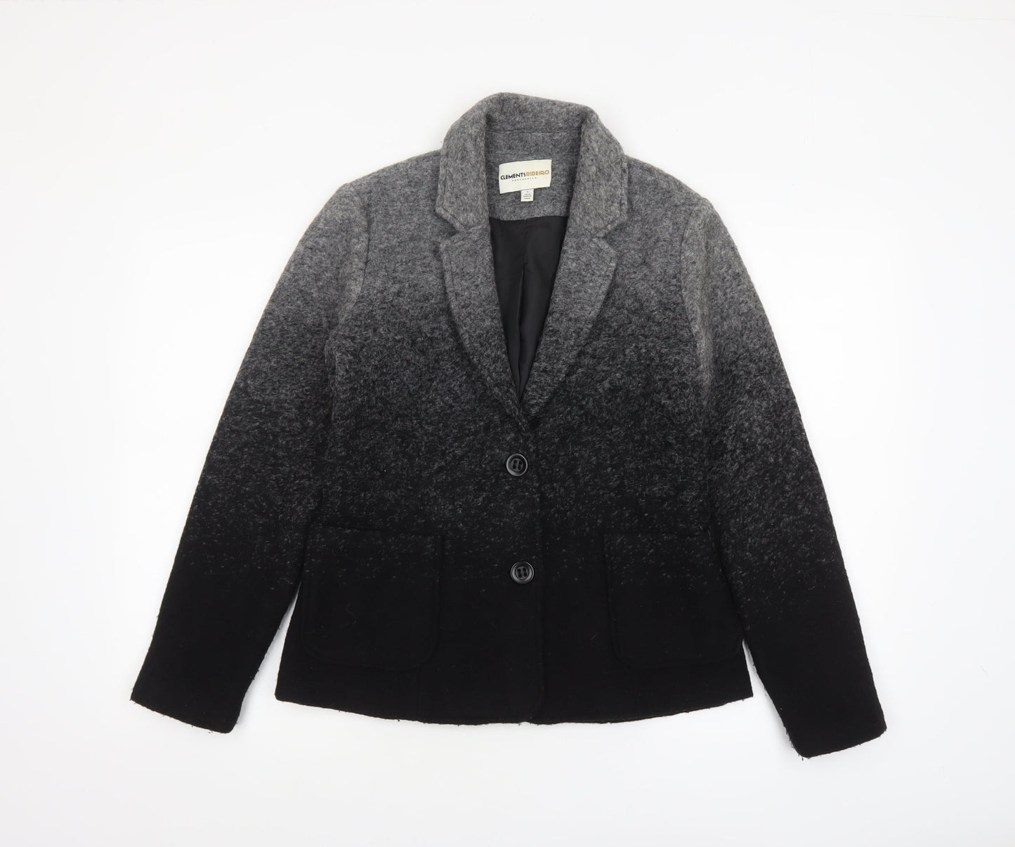Clements Ribeiro Portobello Womens Grey Black Wool Blend Single-Breasted Blazer UK10