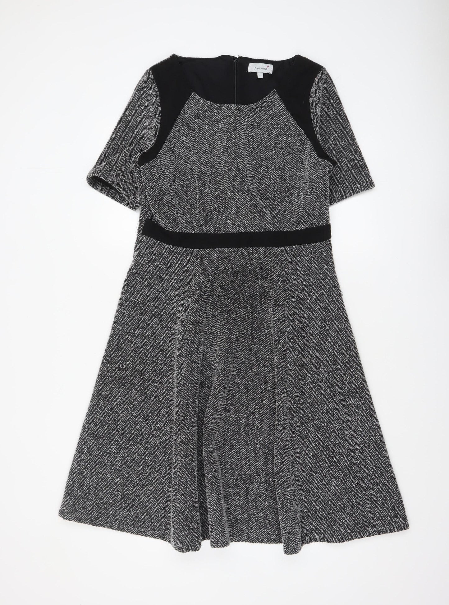 Marks and Spencer Per Una Grey Fit & Flare Tweed Dress Women’s Size 14