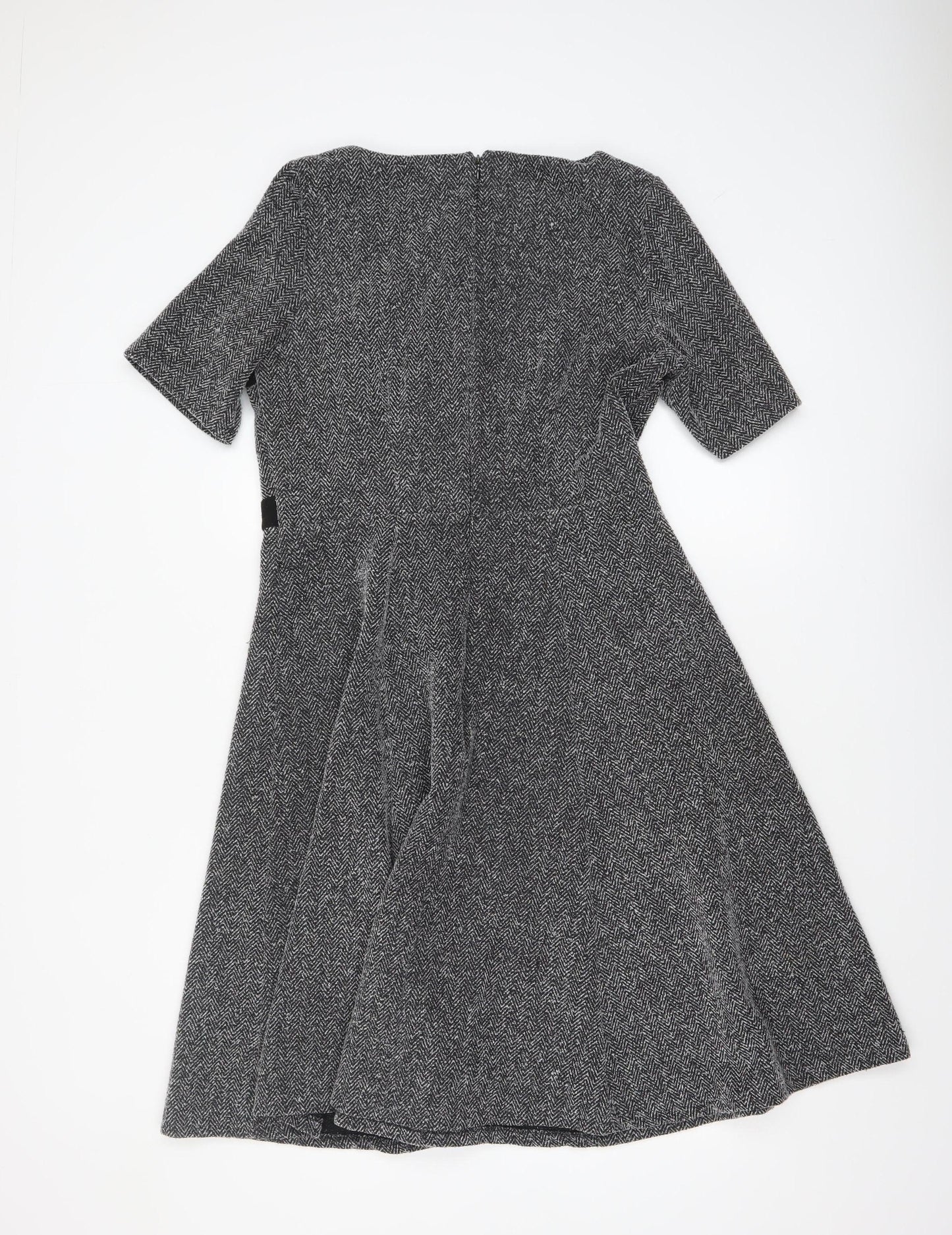 Marks and Spencer Per Una Grey Fit & Flare Tweed Dress Women’s Size 14