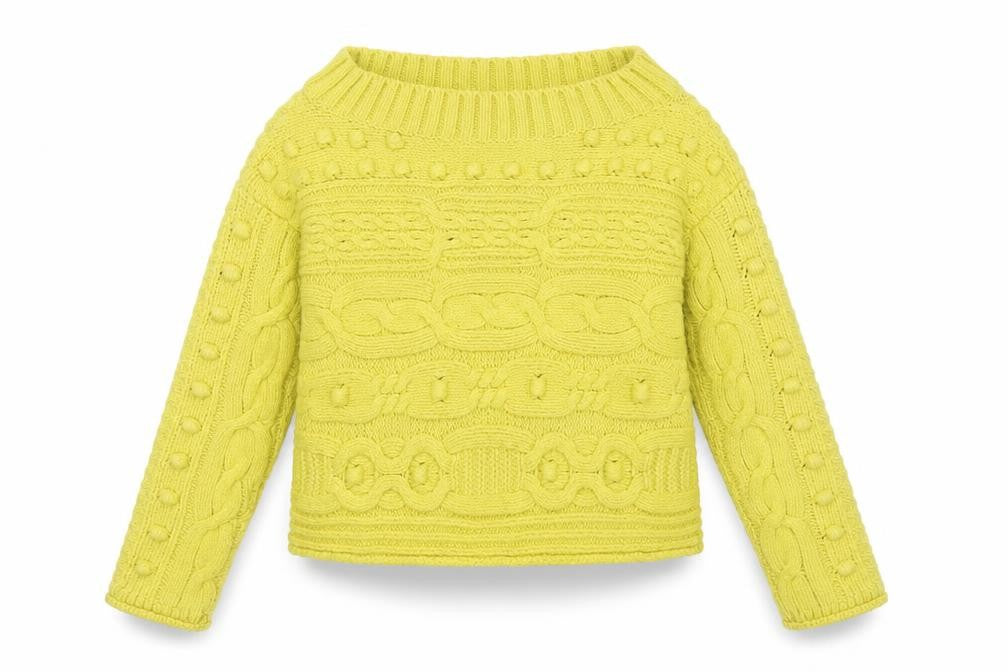 Next Womens Yellow Cable-Knit Crew Neck Acrylic Jumper XS