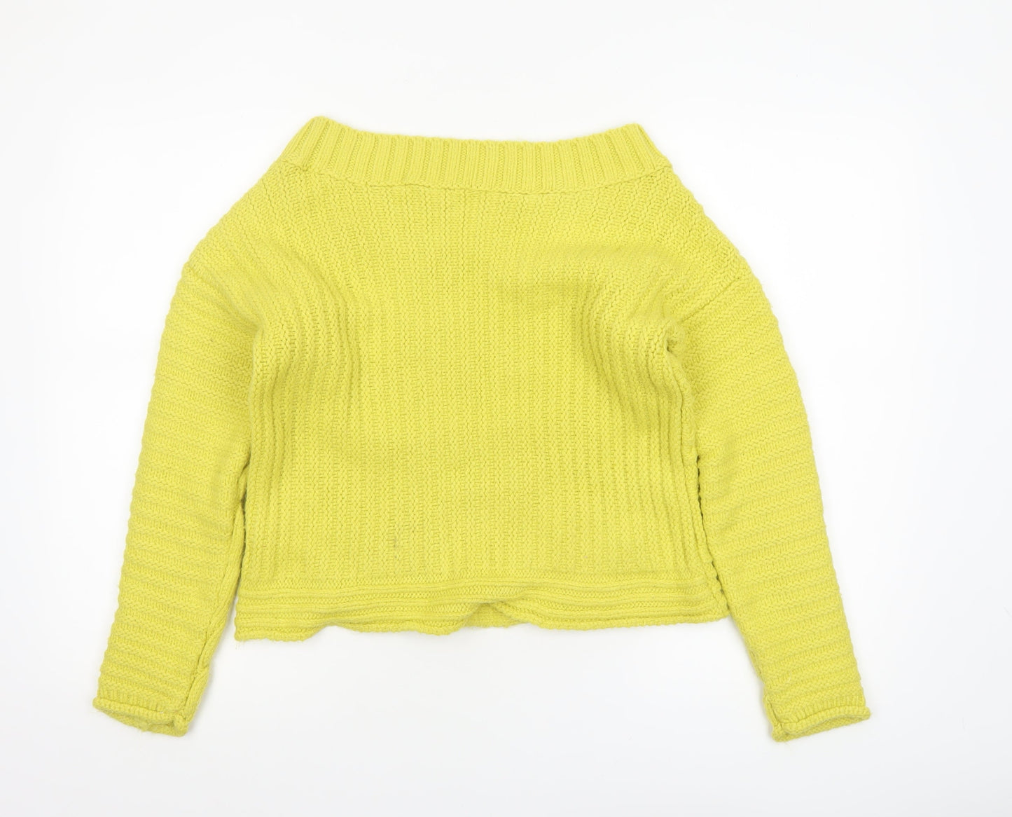 Next Womens Yellow Cable-Knit Crew Neck Acrylic Jumper XS