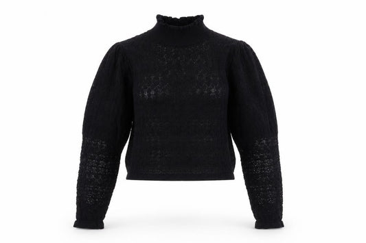 Zara Women’s Black High Neck Puff Sleeve Knit Jumper Size 12