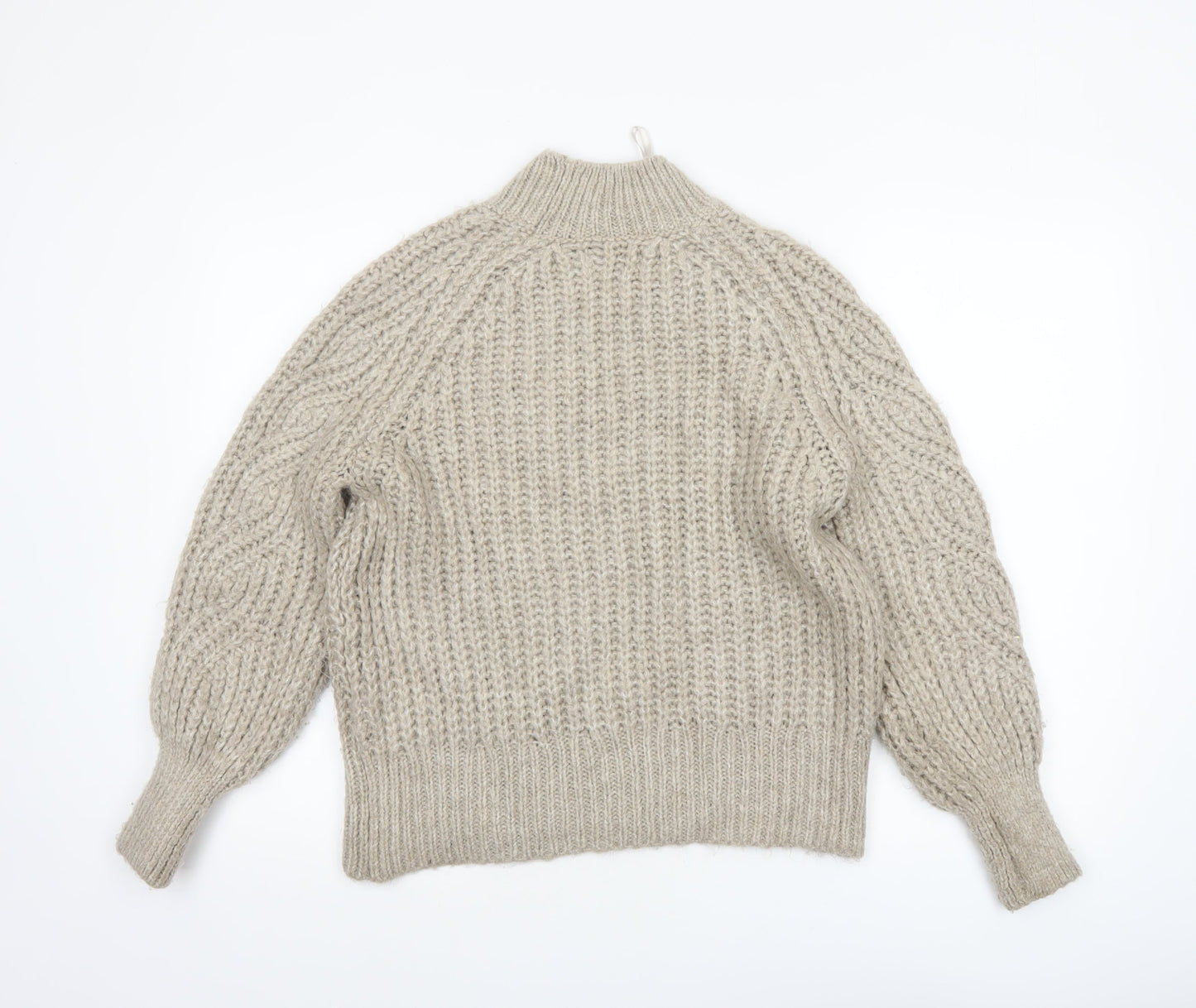 ONLY Womens Beige Chunky Cable-Knit High Neck Jumper XS