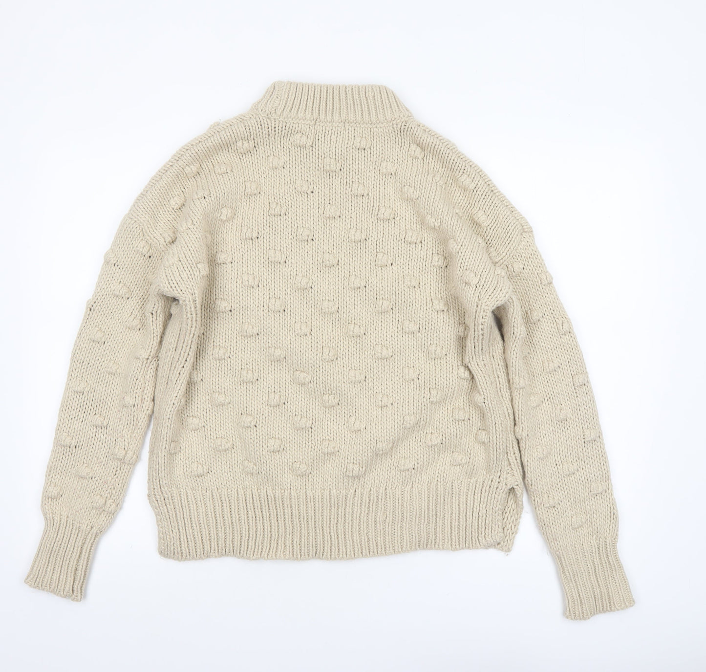 Papaya Women’s Beige Chunky-Knit Mock Neck Jumper Size 16