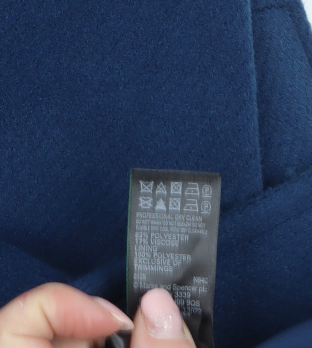 Marks and Spencer Women’s Blue Wool-Look Mid-Length Coat Size 8