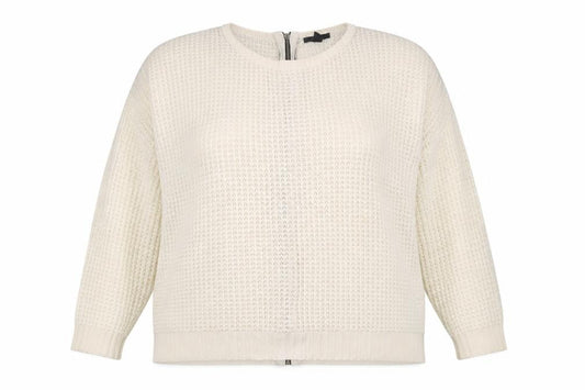 Forever 21 Women Ivory Full Zip Knit Jumper Size L