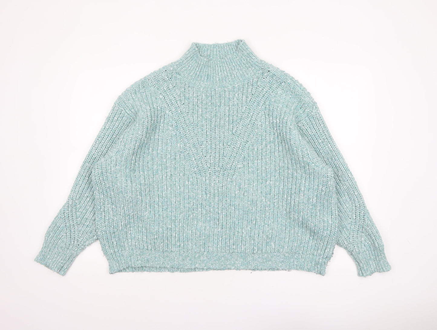 Marks and Spencer Women’s Green Chunky Knit High Neck Pullover Jumper XL