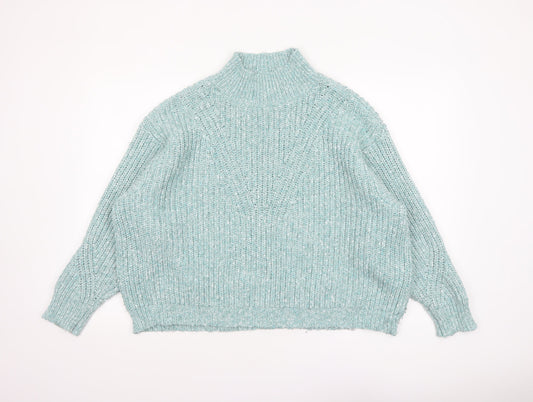 Marks and Spencer Women’s Green Chunky Knit High Neck Pullover Jumper XL