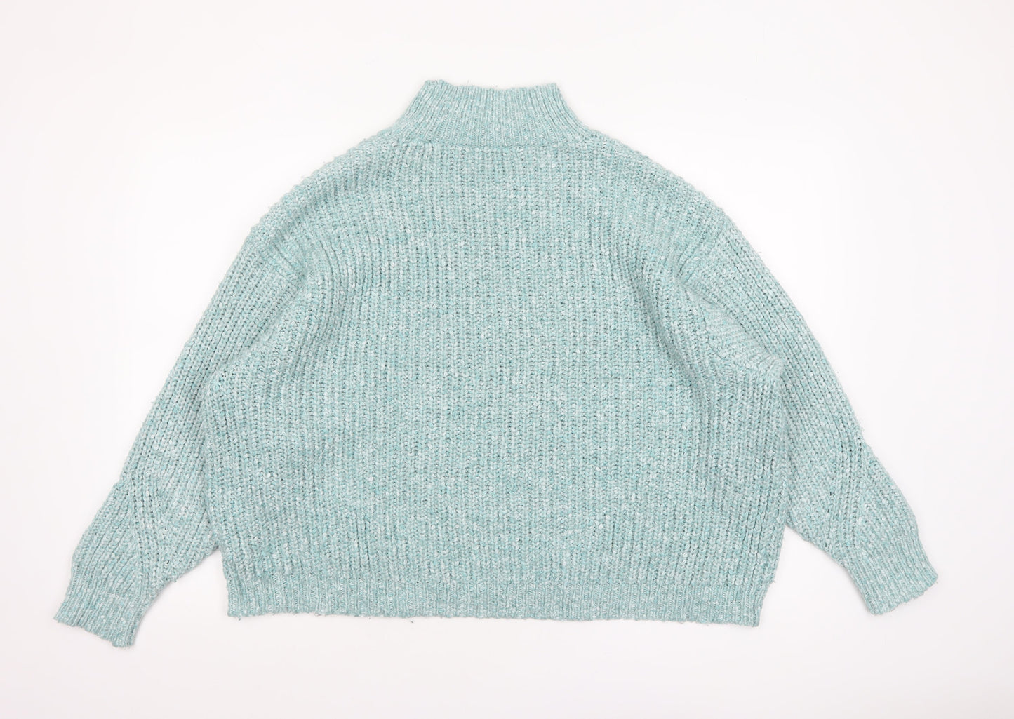 Marks and Spencer Women’s Green Chunky Knit High Neck Pullover Jumper XL