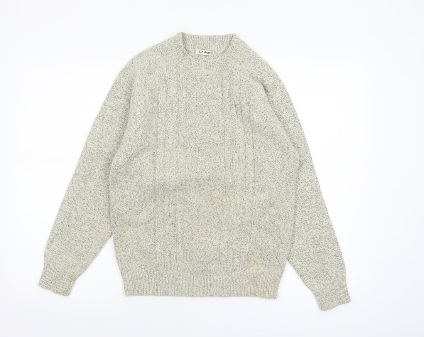 Damart Women's Grey Cable-Knit Crew Neck Pullover Jumper XS